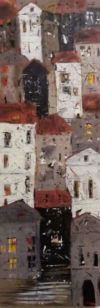 Abends in der Stadt 100x40 cm